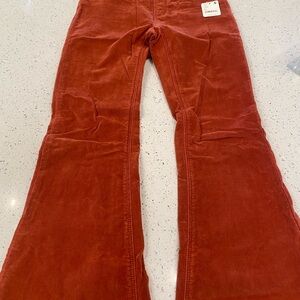Free People Rust Corduroy Flare Pants